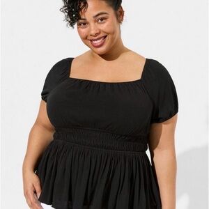 torrid Black Ruffle Peplum Crop Top